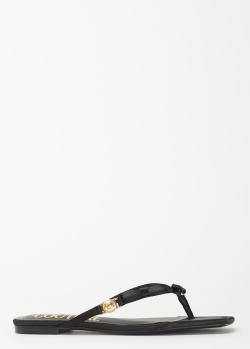 Черные шлепанцы Versace Jeans Couture с декором-бантом, фото